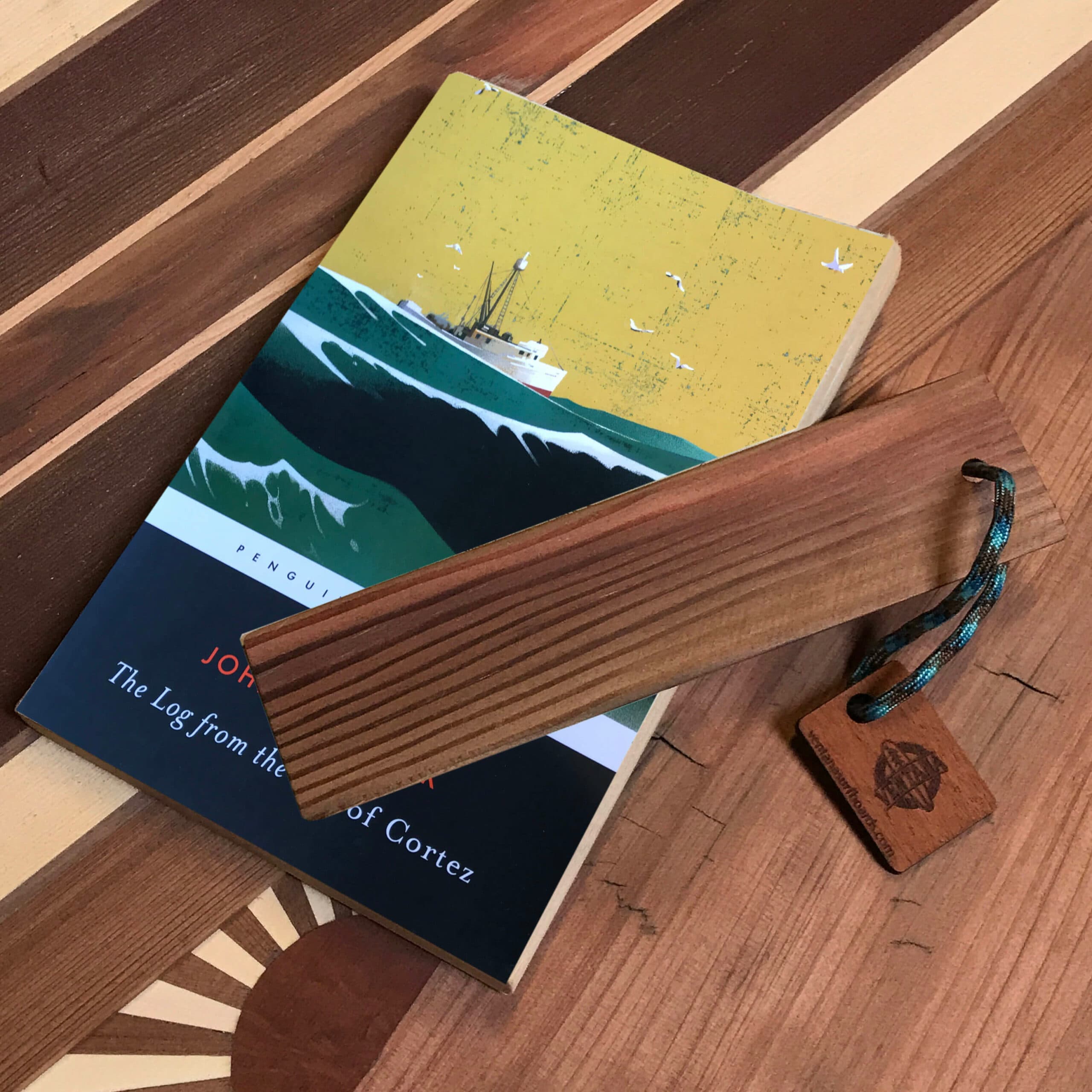 The Log from the Sea of Cortez book and a bookmark