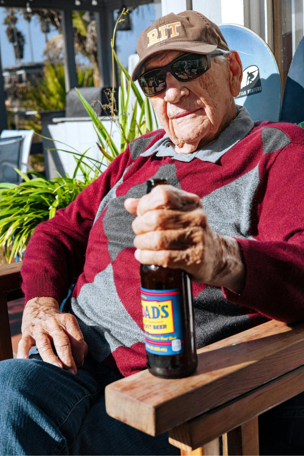 Bob Rittenhouse enjoys a bottle of Dad's root beer
